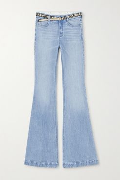 Salt & Pepper Belted Mid-rise Flared Jeans - Light denim