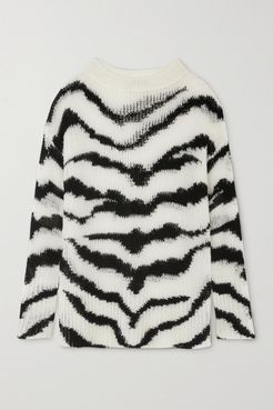Intarsia Wool-blend Sweater - White