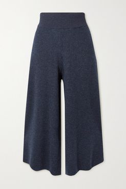 Ribbed Mélange Wool And Alpaca-blend Culottes - Navy