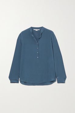 Eva Silk Crepe De Chine Shirt - Blue