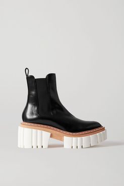 Emilie Vegetarian Leather Platform Chelsea Boots - Black