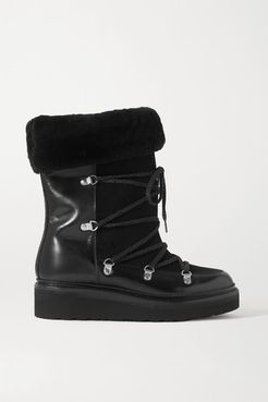 Camille Shearling-lined Leather And Suede Ankle Boots - Black