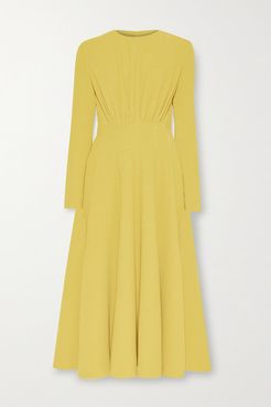 Jorgie Ruched Crepe Midi Dress - Yellow