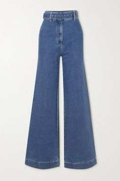 Jada Belted High-rise Wide-leg Jeans - Mid denim