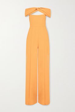 Glenna Off-the-shoulder Cutout Wool-crepe Jumpsuit - Orange