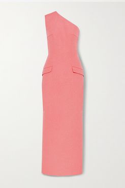 Milena One-shoulder Cloqué Maxi Dress - Coral