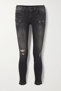 Kate Distressed Low-rise Skinny Jeans - Black