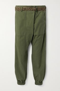 Belted Cotton Tapered Pants - Army green