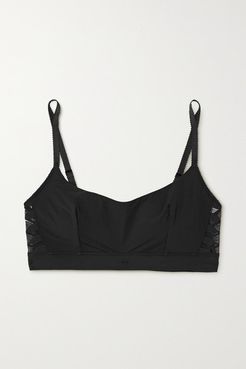Fresque Leavers Lace-trimmed Stretch-jersey Soft-cup Bra - Black