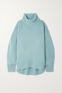 World's End Ribbed Cashmere Turtleneck Sweater - Blue