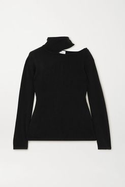 Cutout Cashmere Turtleneck Sweater - Black