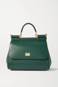 Sicily Medium Textured-leather Tote - Green