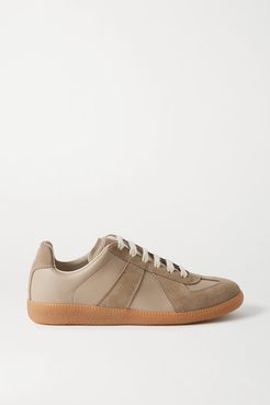 Replica Leather And Suede Sneakers - Tan