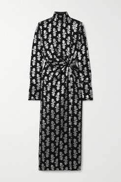 Morie Knotted Fil Coupé Crepe Midi Dress - Black