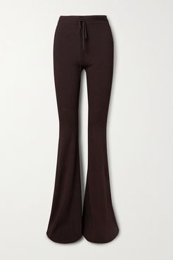 Ribbed-knit Flared Pants - Chocolate