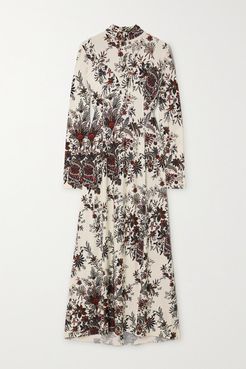 Paisley-print Stretch-jersey Turtleneck Midi Dress - Ivory