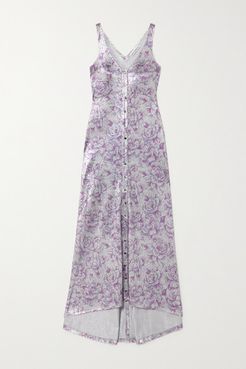 Metallic Floral-jacquard Maxi Dress - Silver