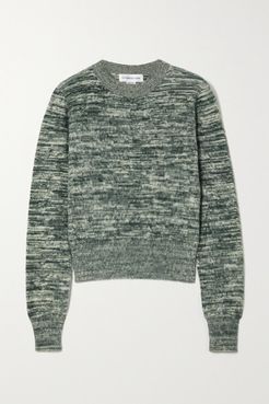 Mélange Brushed-cotton Sweater - Green