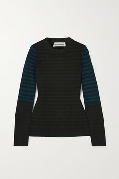 Cotton Jacquard-knit Sweater - Dark green