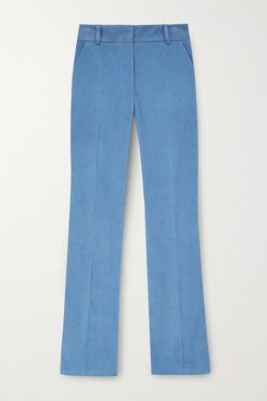 Cotton-corduroy Straight-leg Pants - Blue