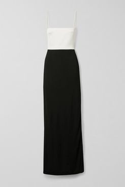 Two-tone Crepe Gown - Black