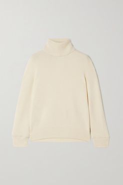 Ribbed Cashmere Turtleneck Sweater - White