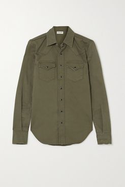Herringbone Cotton Shirt - Green