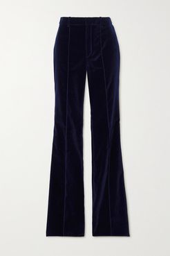 Velvet Flared Pants - Navy