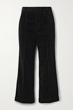 Cotton-corduroy Straight-leg Pants - Black