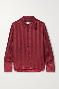 Polka-dot Silk-satin Jacquard Shirt - Brick