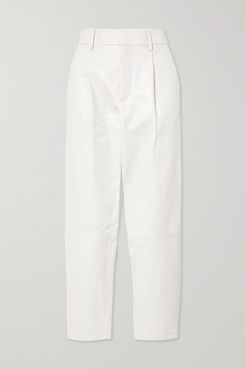 Becky Tapered Leather Pants - White