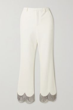 Crystal-embellished Crepe Straight-leg Pants - Ivory