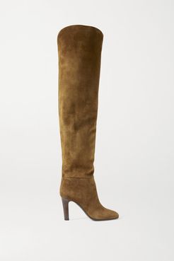 Jane Suede Over-the-knee Boots - Brown