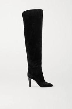 Blu Suede Over-the-knee Boots - Black