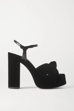 Bianca Snake-effect Leather And Velvet Platform Sandals - Black