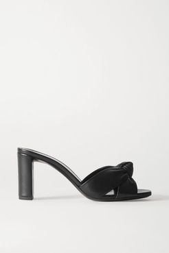 Bianca Knotted Leather Mules - Black