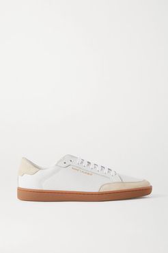 Court Classic Perforated Leather And Suede Sneakers - White