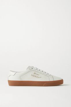 Court Classic Logo-embroidered Leather Sneakers - White