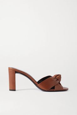 Bianca Knotted Leather Mules - Tan