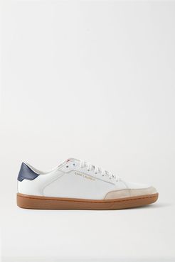 Court Classic Logo-print Suede-trimmed Perforated Leather Sneakers - White