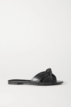 Power Knotted Leather Slides - Black