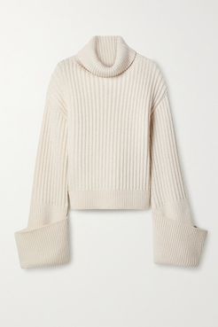 Aneke Oversized Ribbed Wool Turtleneck Sweater - Cream
