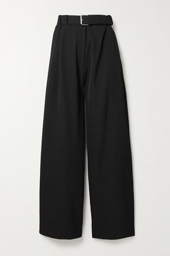Nerea Belted Wool Wide-leg Pants - Black