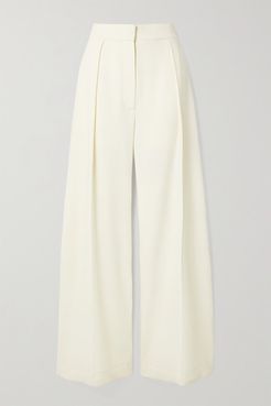 Avril Pleated Crepe Wide-leg Pants - Off-white