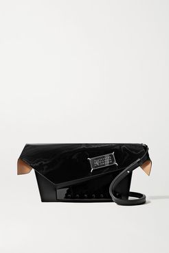 Snatched Embellished Patent-trimmed Leather Shoulder Bag - Black