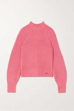 Embroidered Ribbed-knit Sweater - Pink