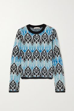 Jacquard-knit Sweater - Blue