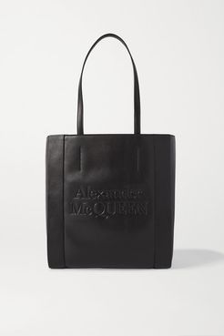 Signature Large Embossed Leather Tote - Black