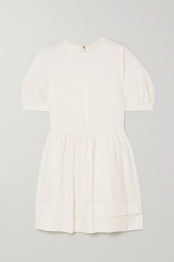 &Daughter - Esther Gathered Linen Mini Dress - White