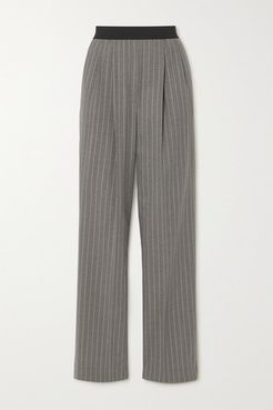 Moretta Pleated Pinstriped Stretch-wool Straight-leg Pants - Gray